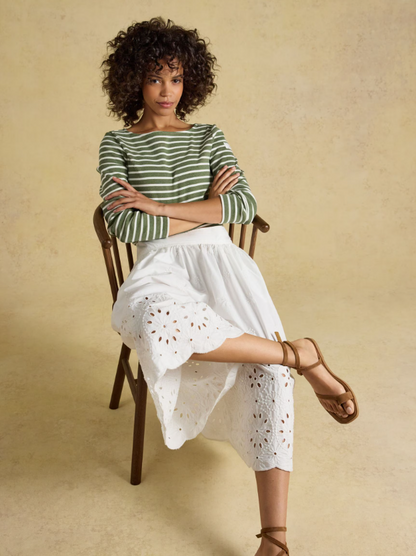 Joules Harbour Stripe Breton Top Khaki