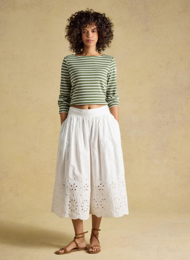 Joules Harbour Stripe Breton Top Khaki
