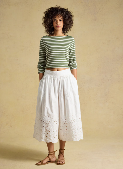 Joules Harbour Stripe Breton Top Khaki