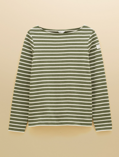 Joules Harbour Stripe Breton Top Khaki