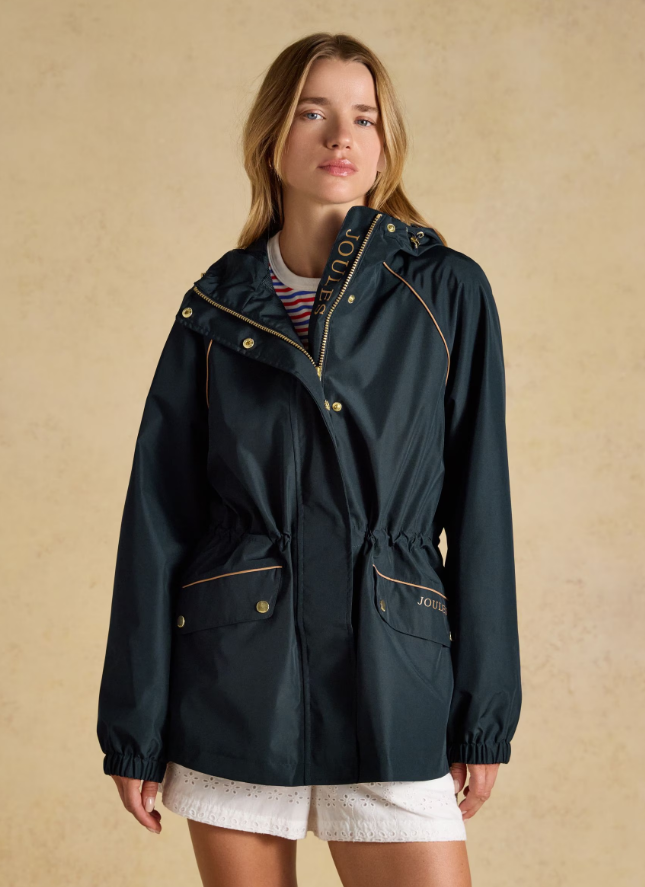 Joules Everdry Waterproof Packable Raincoat With Hood Navy