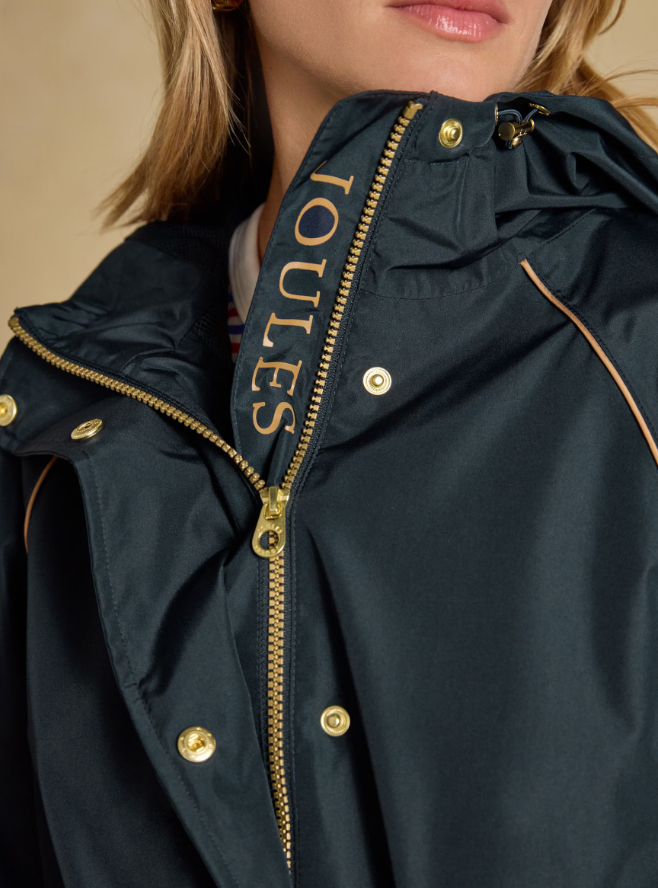 Joules Everdry Waterproof Packable Raincoat With Hood Navy