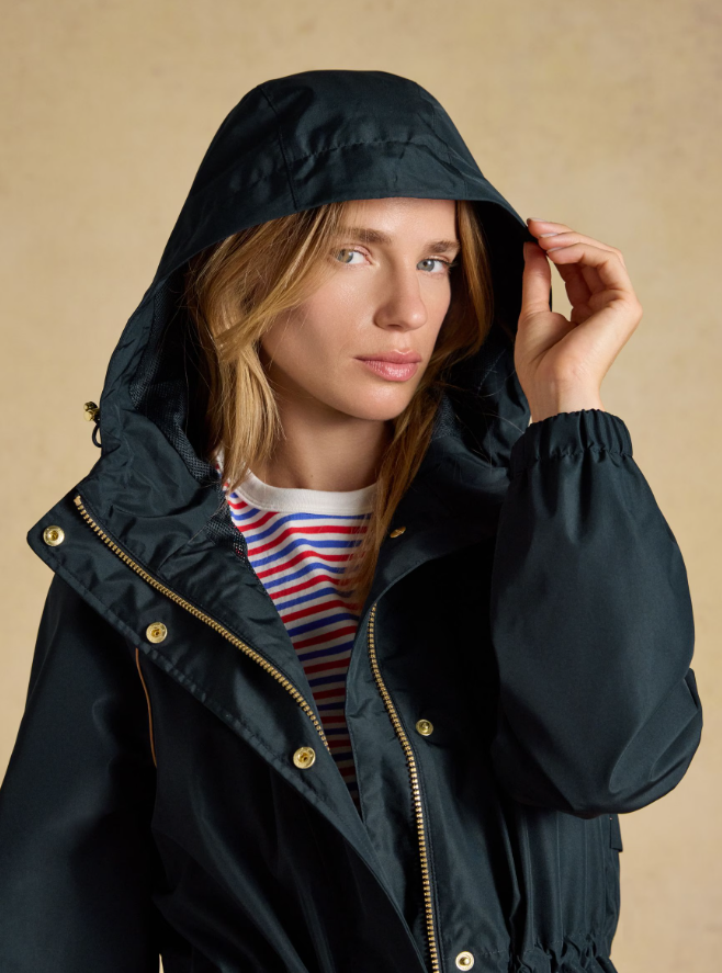 Joules Everdry Waterproof Packable Raincoat With Hood Navy