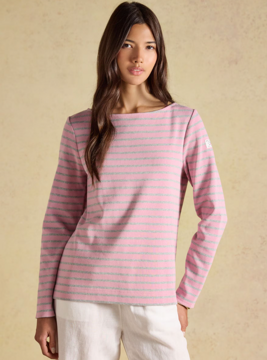 Joules Harbour Stripe Breton Top Pink / Grey