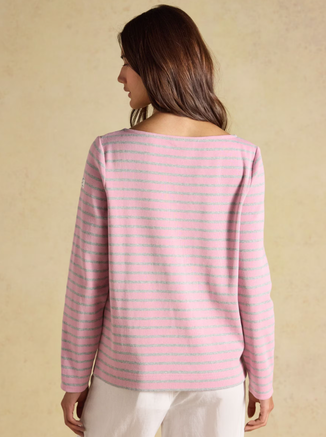 Joules Harbour Stripe Breton Top Pink / Grey