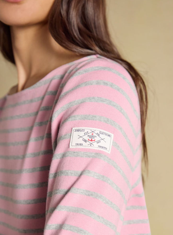 Joules Harbour Stripe Breton Top Pink / Grey