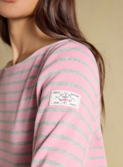 Joules Harbour Stripe Breton Top Pink / Grey