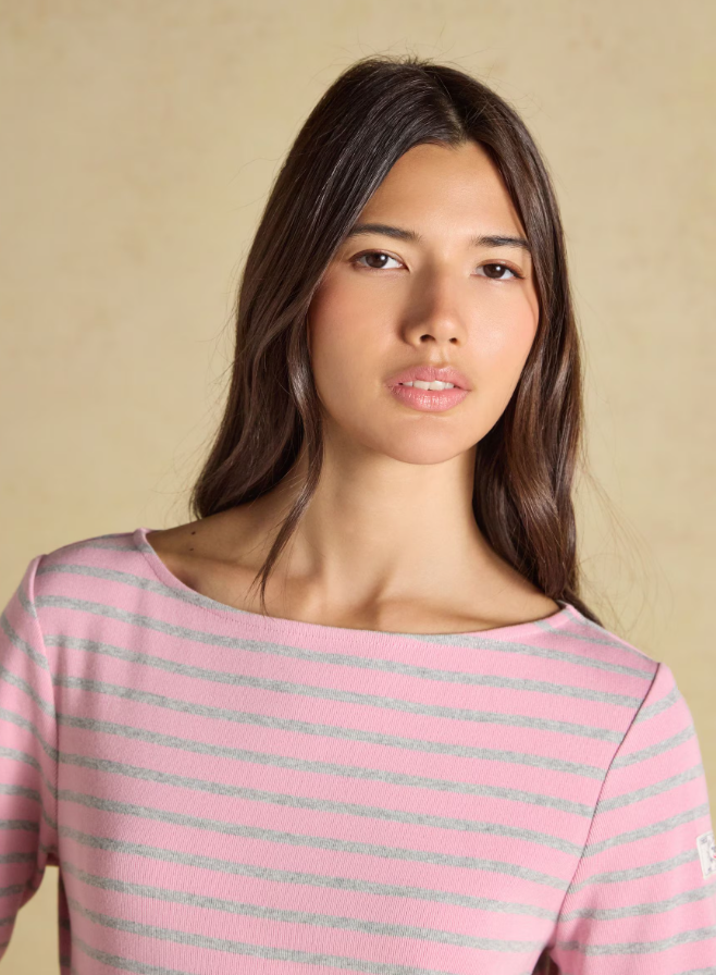 Joules Harbour Stripe Breton Top Pink / Grey