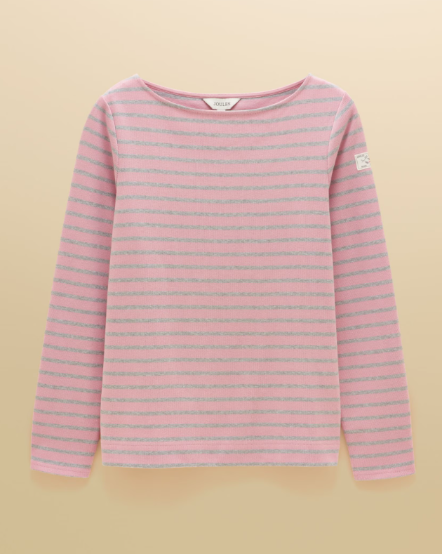 Joules Harbour Stripe Breton Top Pink / Grey