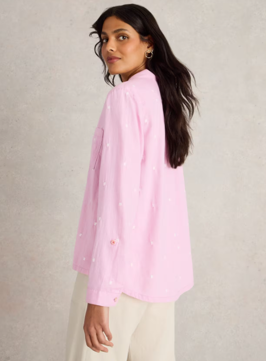 White Stuff Libby Organic Cotton Shirt Pink Multi