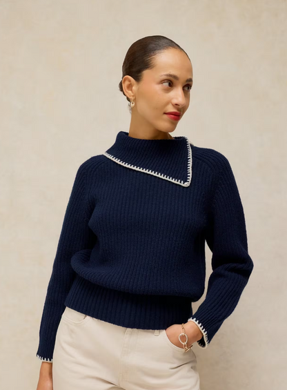 White Stuff Whip Stitch Collar Jumper Navy