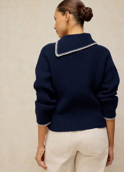 White Stuff Whip Stitch Collar Jumper Navy