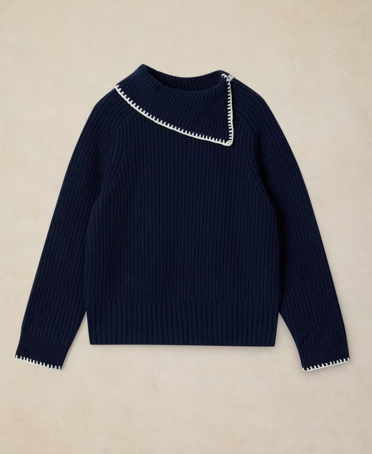 White Stuff Whip Stitch Collar Jumper Navy