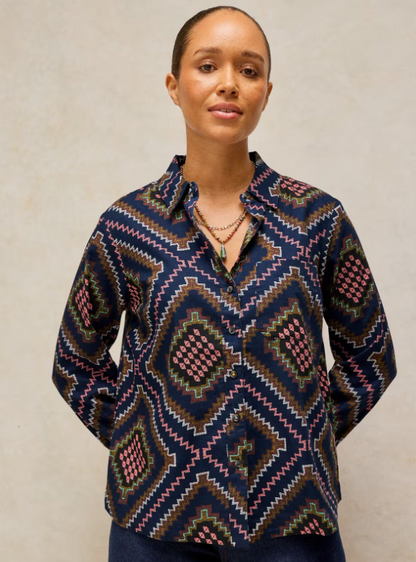 White Stuff Libby Organic Cotton Shirt Navy Multi
