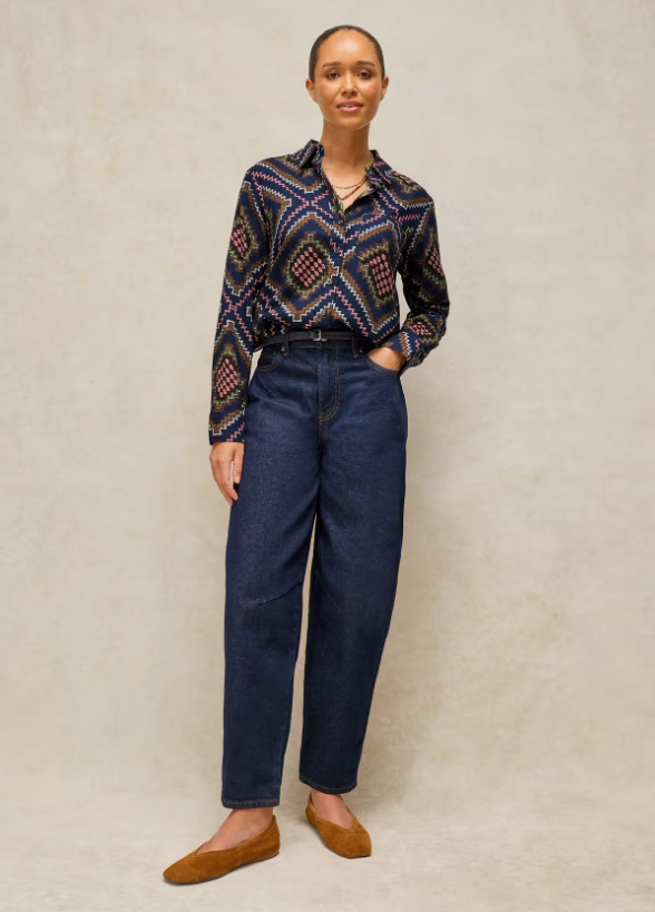 White Stuff Libby Organic Cotton Shirt Navy Multi
