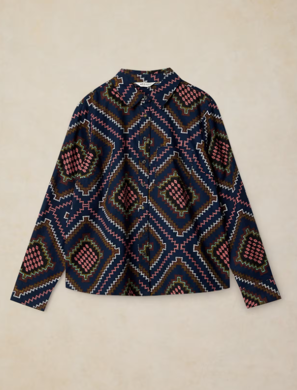 White Stuff Libby Organic Cotton Shirt Navy Multi