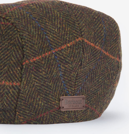 Barbour Cheviot Flat Cap Olive Herringbone