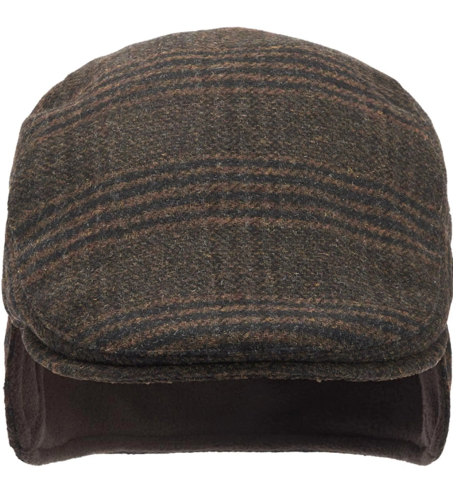 Barbour Cheviot Flat Cap Olive Herringbone