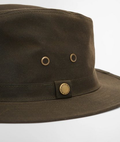 Barbour Crayton Waxed Safari Hat Olive