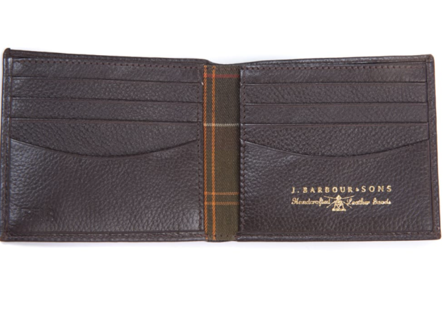 Barbour Amble Leather Billfold Wallet Brown