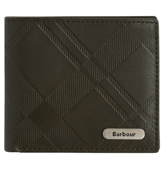 Barbour Brunton Leather Wallet Dark Olive