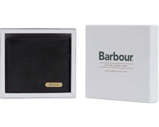 Barbour Brunton Leather Wallet Dark Olive