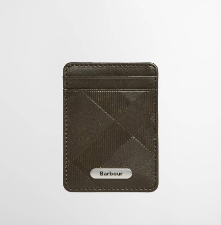 Barbour Brunton Leather Card Holder Dark Olive
