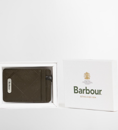 Barbour Brunton Leather Card Holder Dark Olive