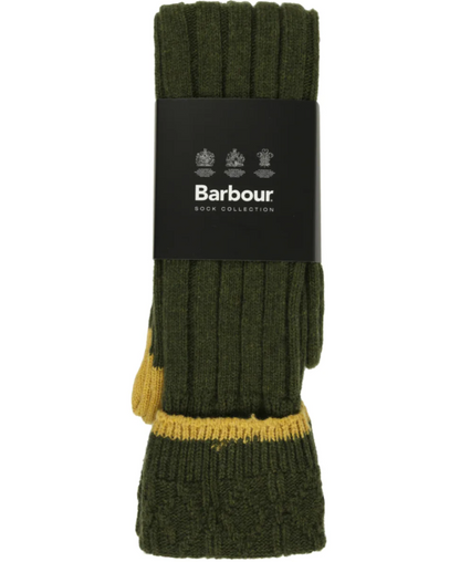 Barbour Contrast Gun Merino Wool Stockings Olive / Gold