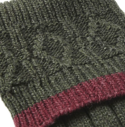 Barbour Contrast Gun Merino Wool Stockings Olive / Cranberry