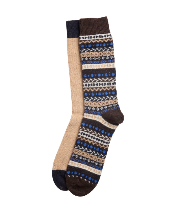 Barbour Fair Isle Socks 2 Pack - Birchwood