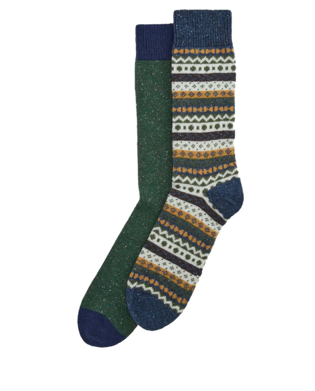 Barbour Fair Isle Socks 2 Pack - Classic Mix