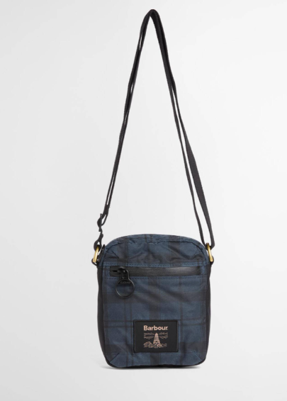 Barbour Field Waxed Crossbody Bag Navy Tartan