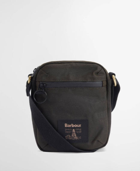 Barbour Field Waxed Crossbody Bag Olive / Black
