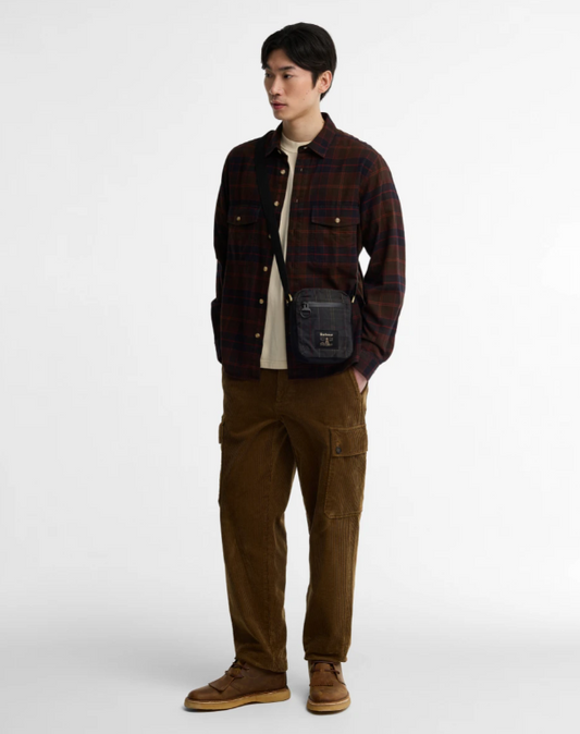 Barbour Field Tartan Waxed Crossbody Bag Dark Classic Tartan