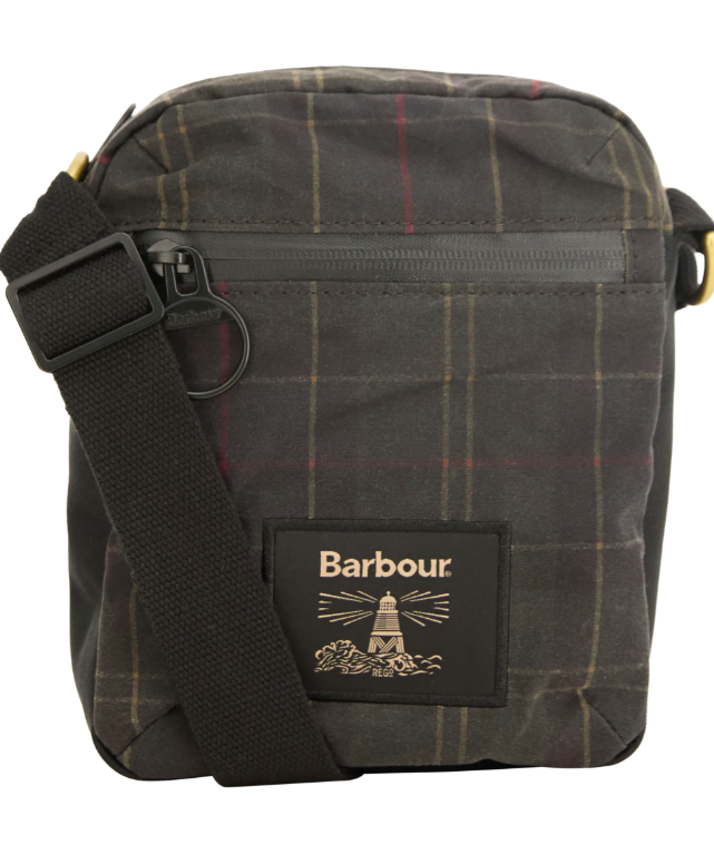Barbour Field Tartan Waxed Crossbody Bag Dark Classic Tartan