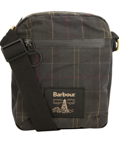 Barbour Field Tartan Waxed Crossbody Bag Dark Classic Tartan