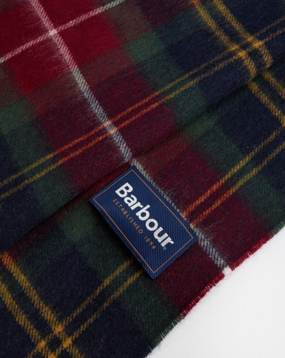 Barbour Tartan Cashmere Wool Mix Scarf Winterberry Tartan