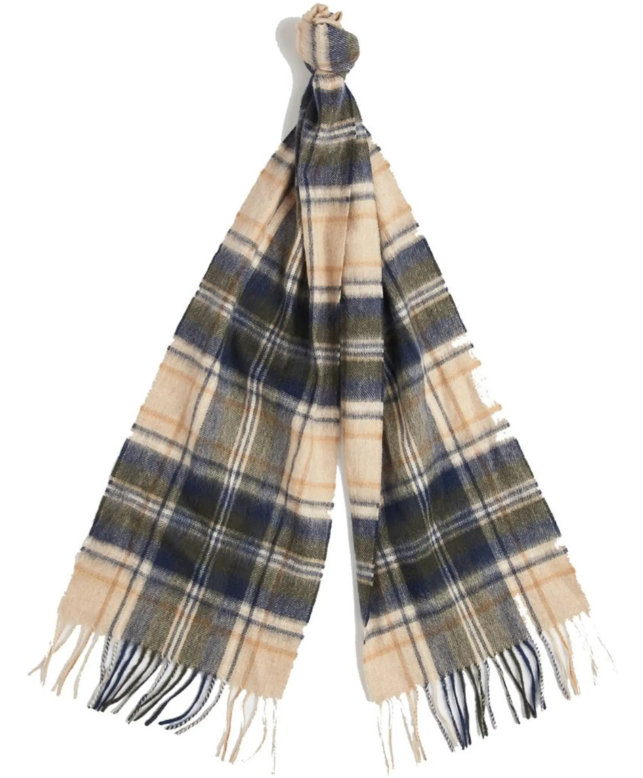 Barbour New Check Tartan Scarf Sand Beige Plaid