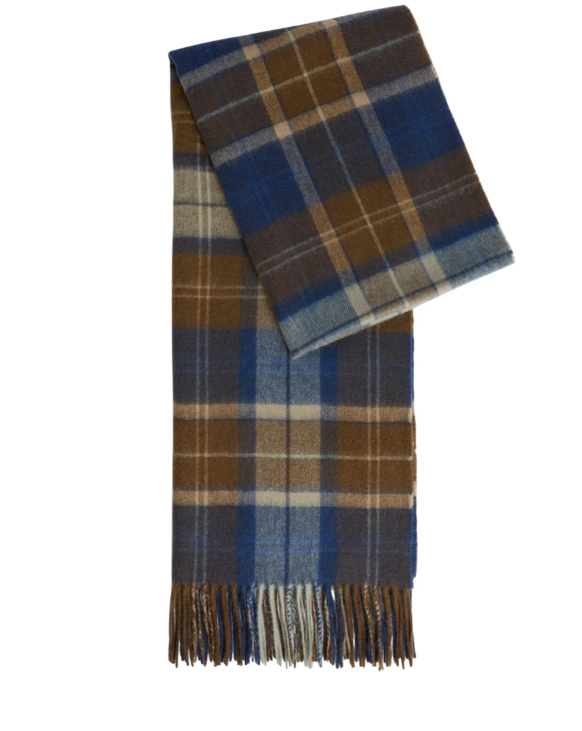 Barbour Brack Patchwork Tartan Scarf Navy / Sandstone