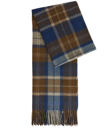 Barbour Brack Patchwork Tartan Scarf Navy / Sandstone