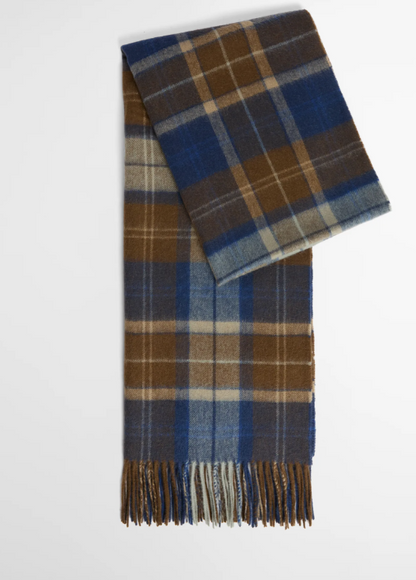 Barbour Brack Patchwork Tartan Scarf Navy / Sandstone