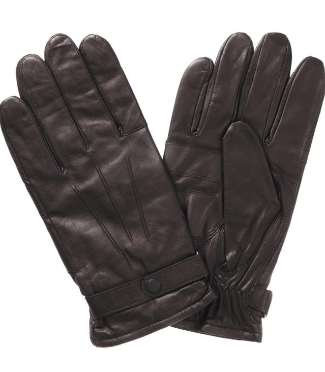 Barbour Burnished Leather Insulated Gloves Dark Brown