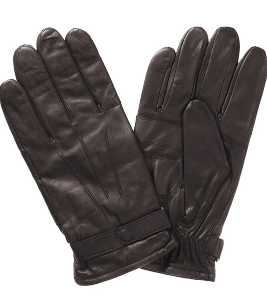 Barbour Burnished Leather Insulated Gloves Dark Brown
