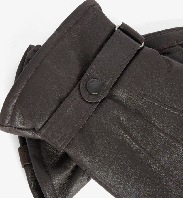 Barbour Burnished Leather Insulated Gloves Dark Brown