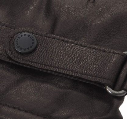 Barbour Burnished Leather Insulated Gloves Dark Brown