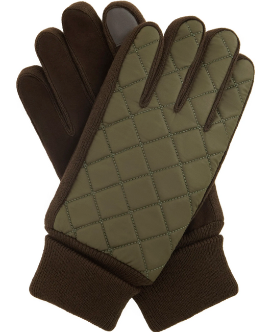 Barbour Magnus Quilt Gloves Forest / Brown