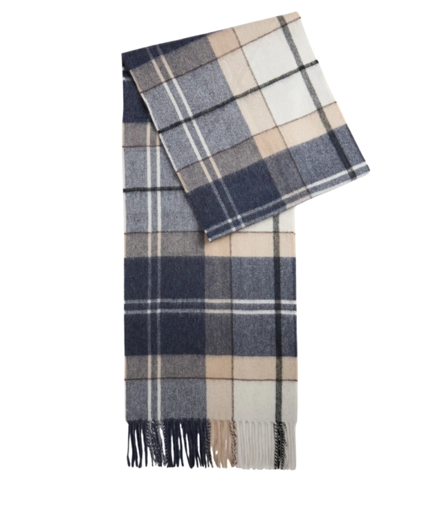 Barbour Tartan Cashmere Scarf Light Birchwood Dress Tartan