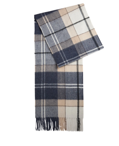 Barbour Tartan Cashmere Scarf Light Birchwood Dress Tartan