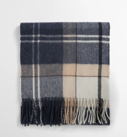 Barbour Tartan Cashmere Scarf Light Birchwood Dress Tartan